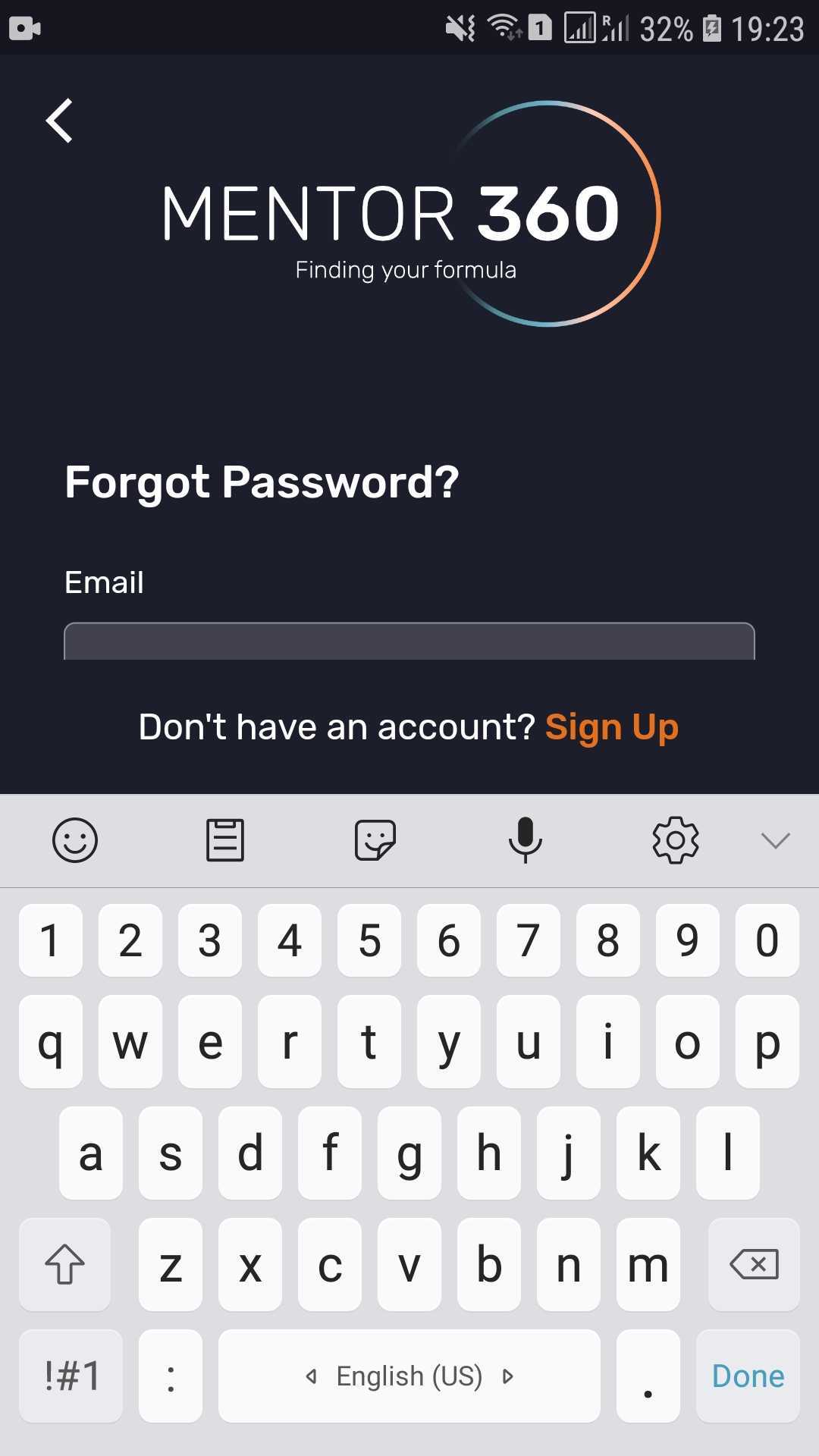 Mobile Tastatur überlagert E-Mail-Eingabe und Passwort zurücksetzen-Schaltfläche