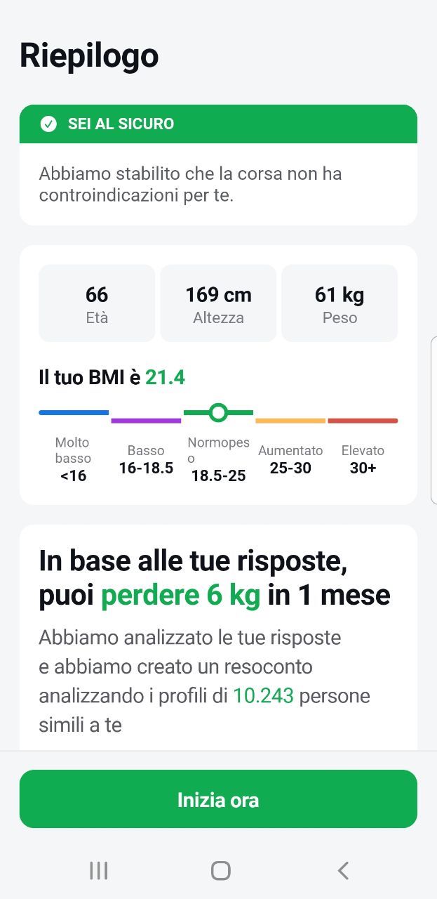 Die Skala Ihr BMI ist ist nicht geradlinig, wenn die Sprache auf Italienisch eingestellt ist