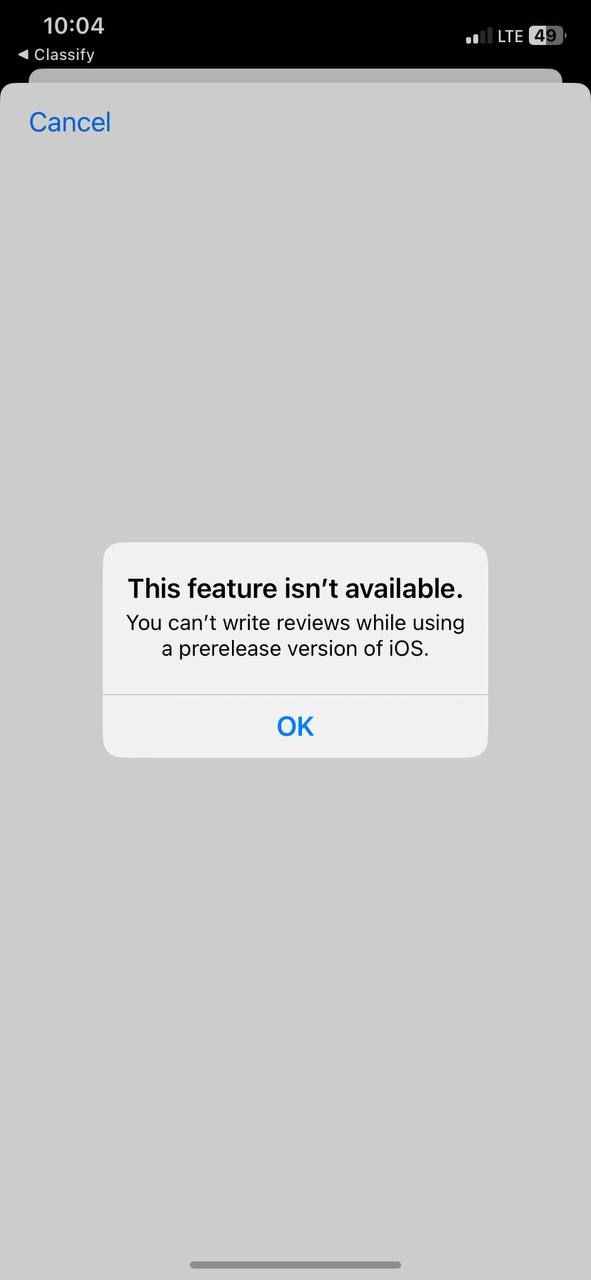 Fehler erscheint nach dem Klicken auf die Schaltfläche “Enjoying the app?”