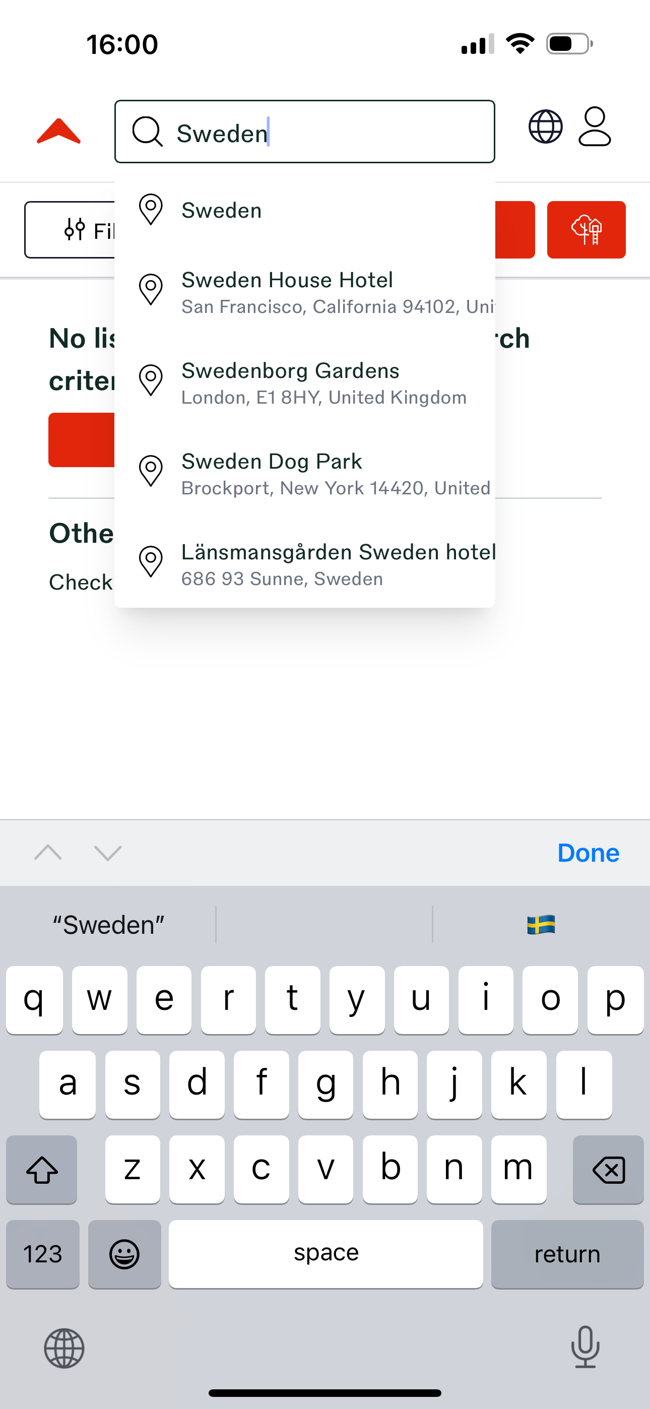 Dropdown-Suchoptionen werden rechts abgeschnitten