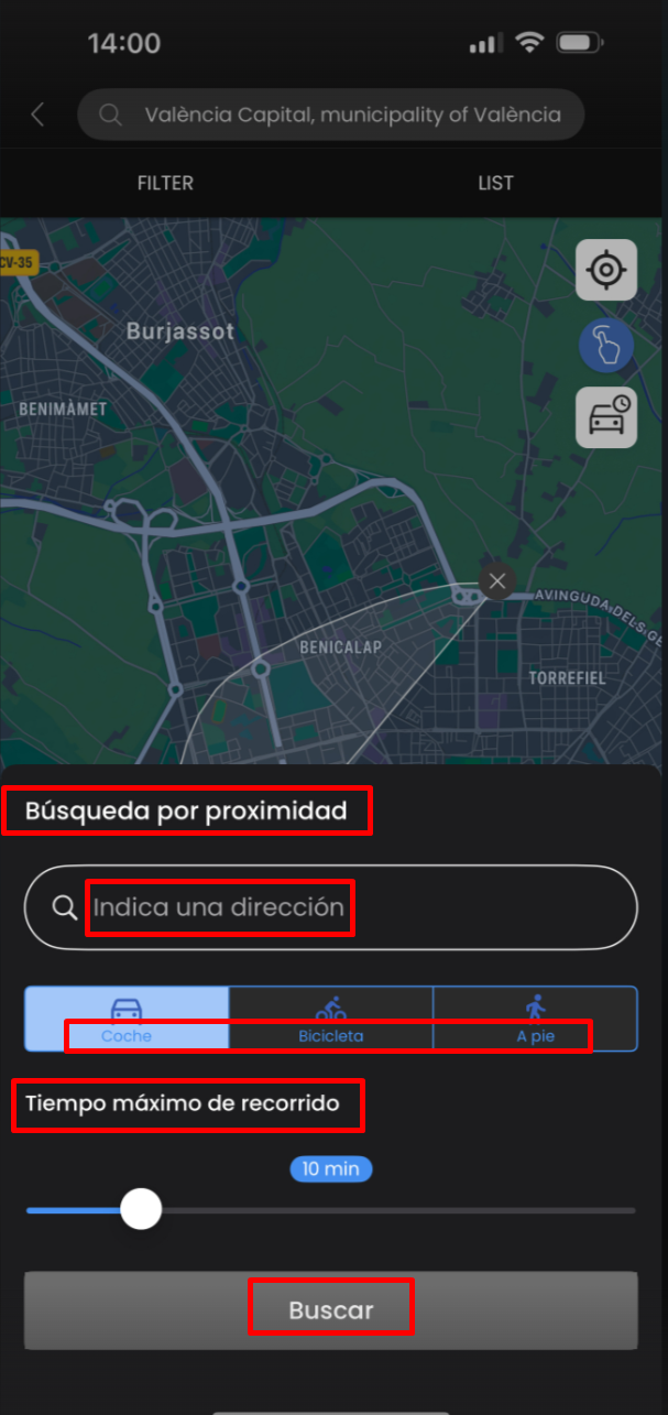 Einige UI-Elemente bleiben in Spanisch, auch wenn die Sprache der Anwendung Englisch ist