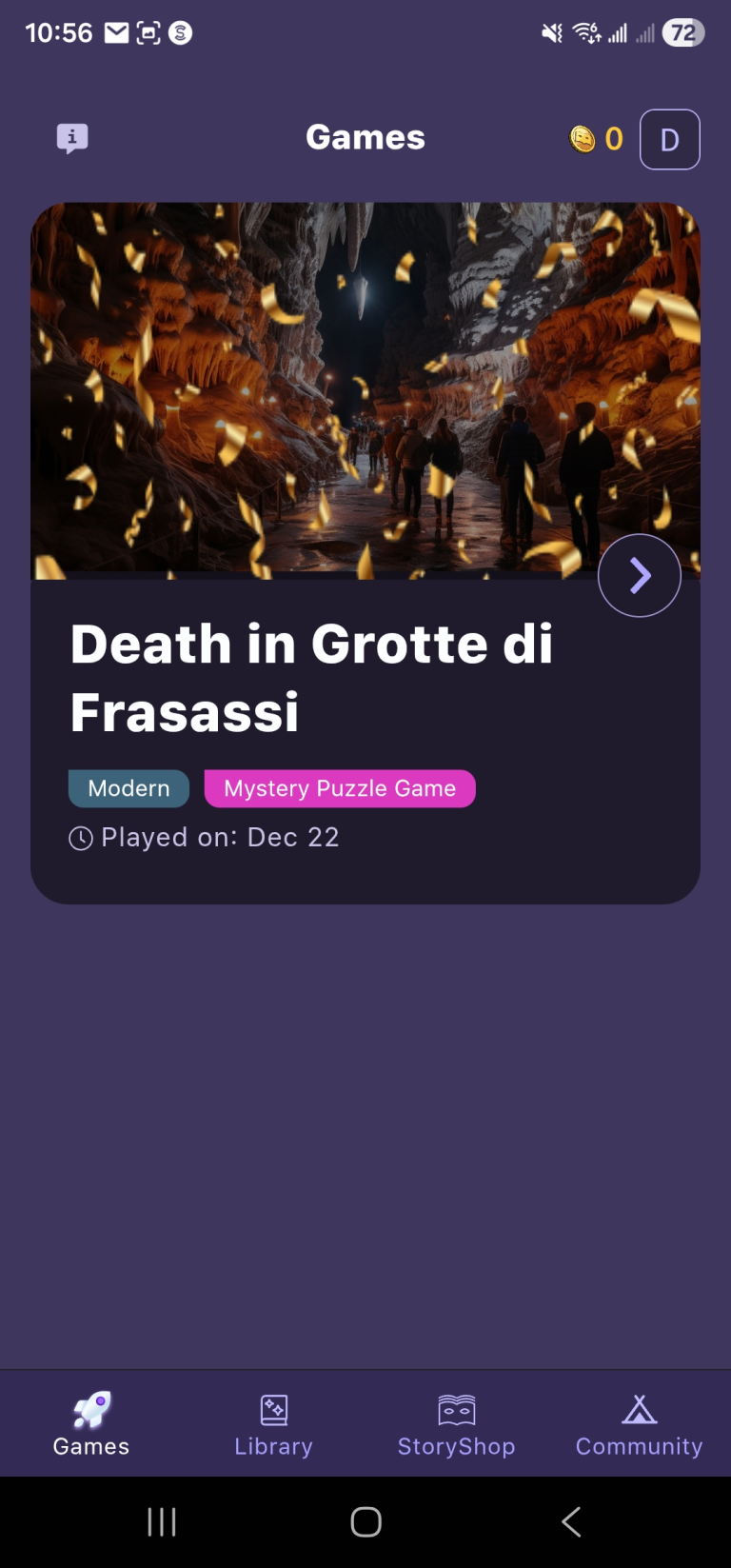 Bei der Überprüfung, ob das Spiel „Tutorial” auf der Registerkarte „Spiele” angezeigt wird, wurden keine Fehler gefunden
