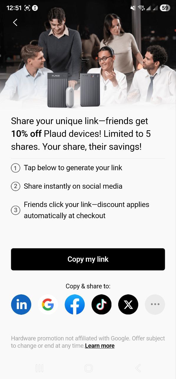 Bei der Überprüfung der korrekten Funktion der Empfehlungslink-Generierung und des Social-Share-Sheets wurden keine Fehler gefunden