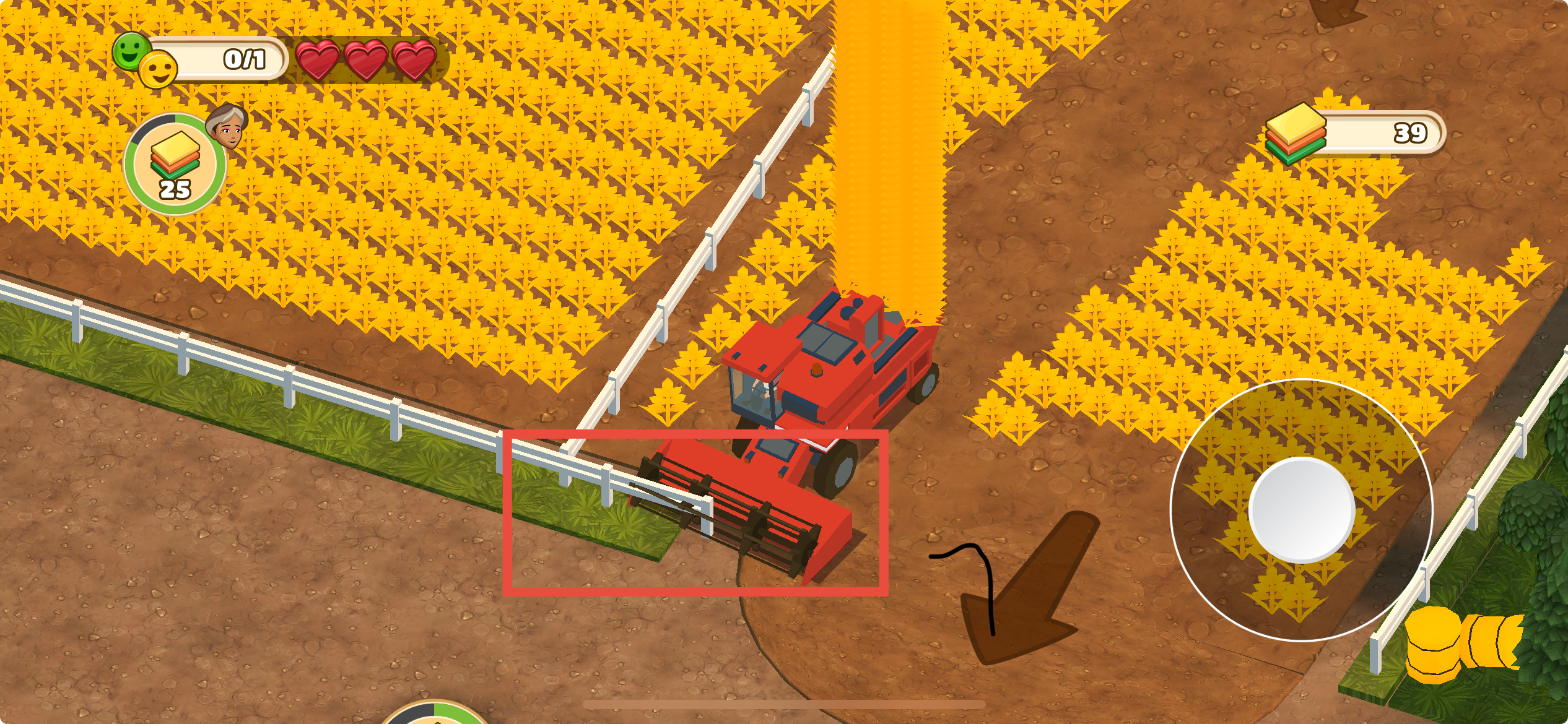 Der Traktor fährt durch Felder und Gebäude (Kollisionsproblem)