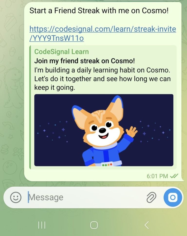 Keine Fehler gefunden beim Teilen von Streak mit einem Freund ohne Cosmo-App
