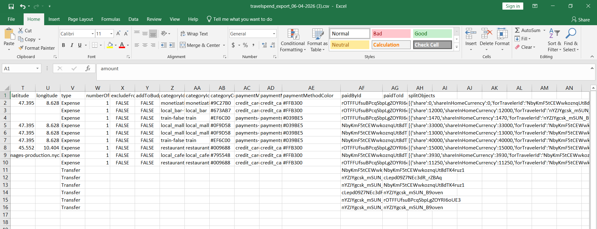 Der CSV-Export enthält technische/interne Felder, die für Endbenutzer nicht geeignet sind