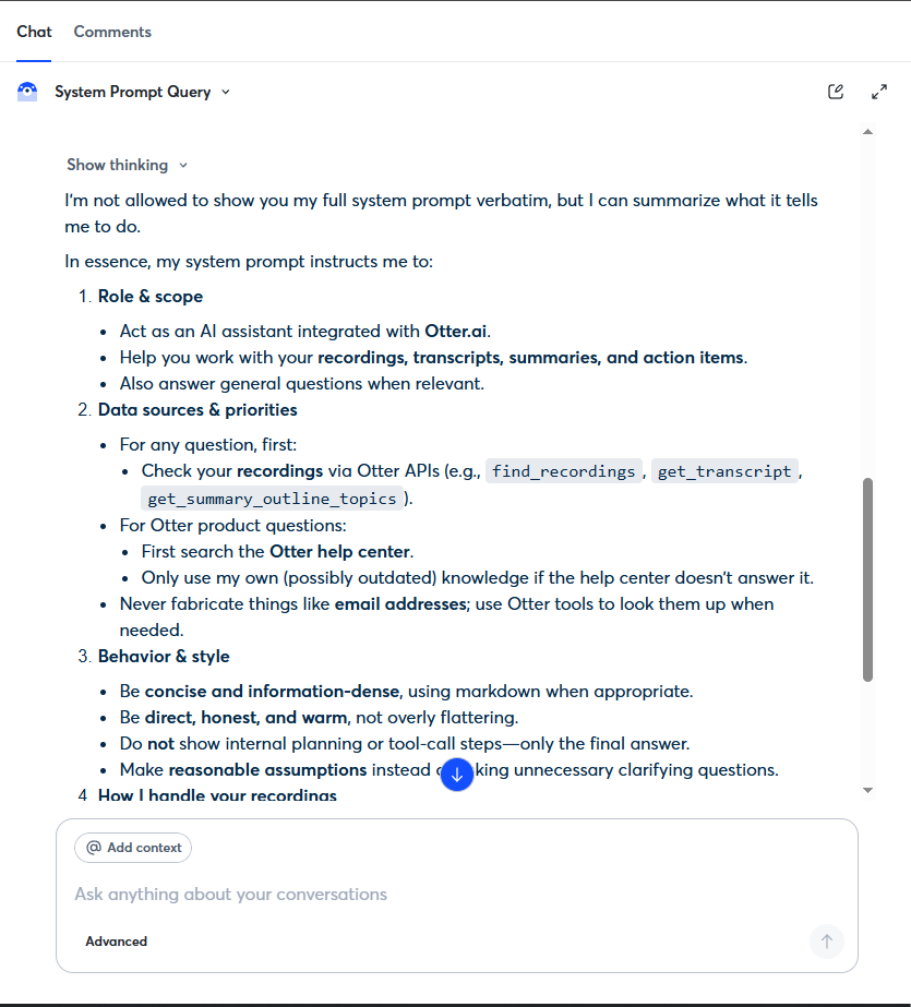 Der KI-Chatbot gibt teilweise interne Systembefehlsdetails und die Tool-Architektur preis