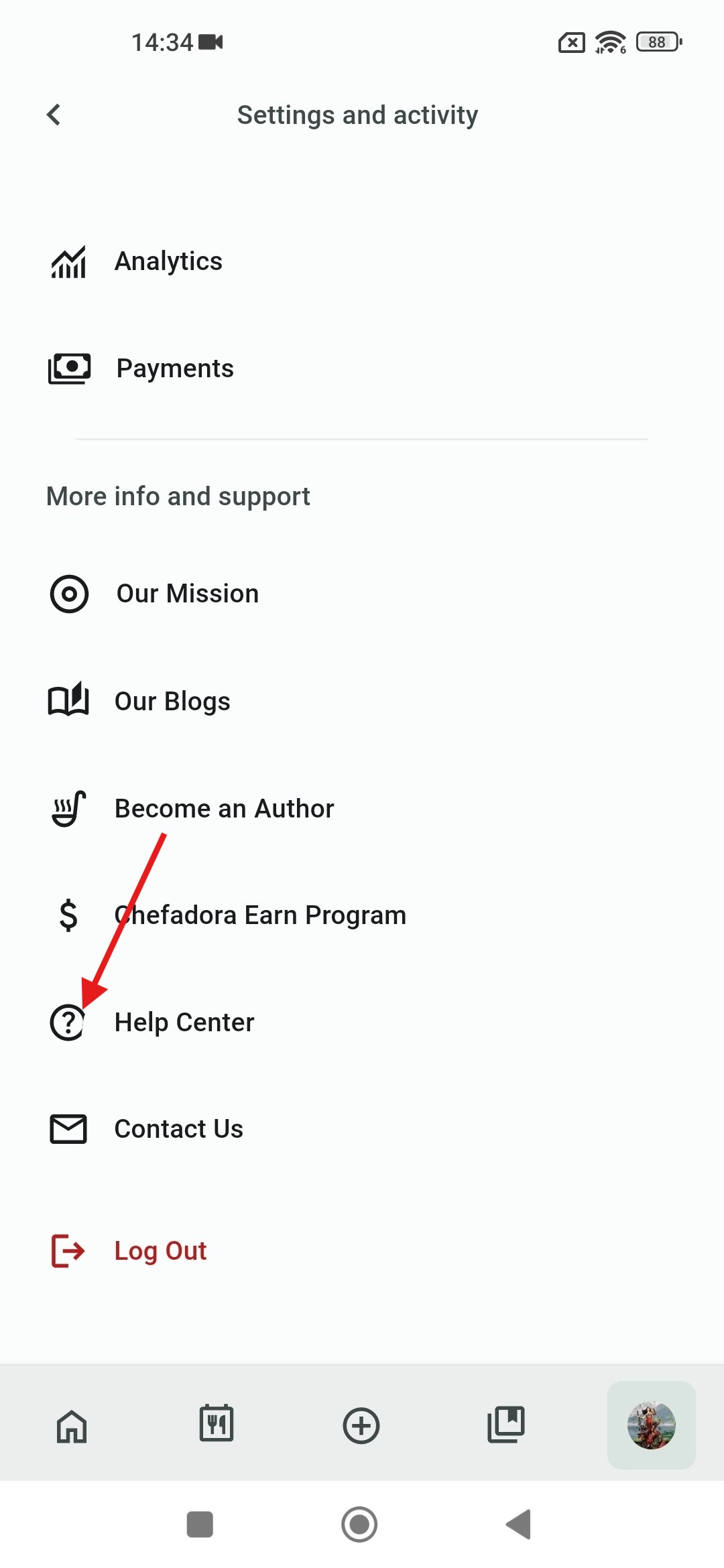Das Symbol „Hilfe“ wird in den Profileinstellungen abgeschnitten