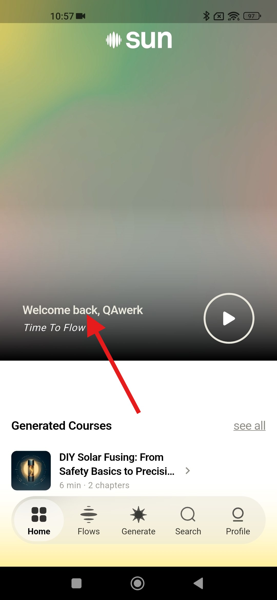 Die App zeigt bei der ersten Anmeldung die Meldung „Willkommen zurück“ anstelle der Begrüßung für neue Nutzer an